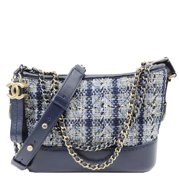 Chanel  Gabrielle Small Tweed Crossbody Bag Navy Blue - Picture 1 of 13